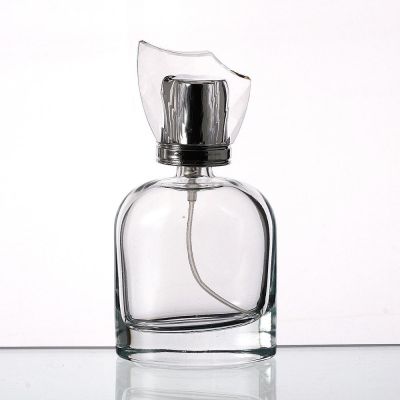 Wholesale Transparent 50ml Empty Oval Shape Simple Glass Liquid Cosmetic Lotion Spray Bottle Thicken Glass Perfume Bottle 