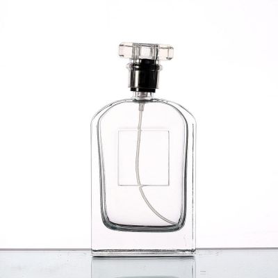 Transparent Simple Empty 80ml Rectangular Glass Cosmetic Essential Oil Spray Bottle Customized Square Glass Perfume Bottle 