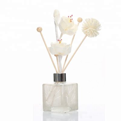 100ml square shape luxury reed diffuser glass bottle with cap 