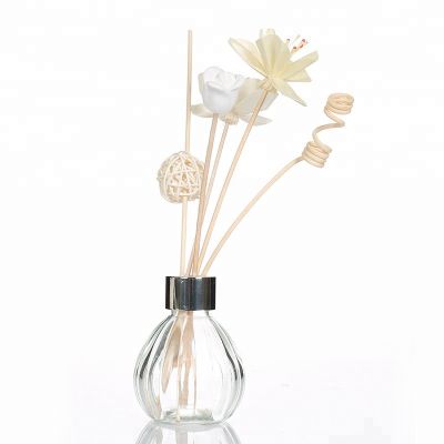 Factory Stripe Carved Transparent Perfume Diffuser Glass Bottles 