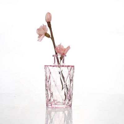 Empty Fragrance Diffuser Bottle Pink Glass Bottle With Stopper
