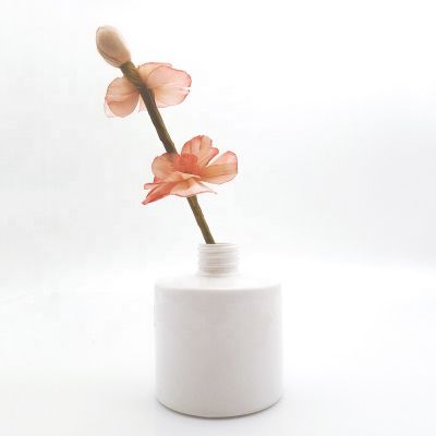 White Color 200ml Round Diffuser Glass Bottle With Reed Flower 