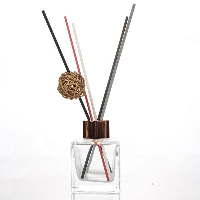 In stock Clear Empty Aroma Reed Diffuser 50ml Diffuser Square Glass Bottle 