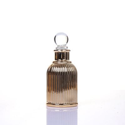 Luxury Home Gold Aromatherapy Bottle Diffuser Round Empty Glass Aroma Reed Diffuser Bottle 100ml 