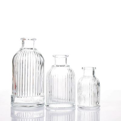50ml 100ml 200ml clear vertical stripes roman glass reed diffuser bottle 