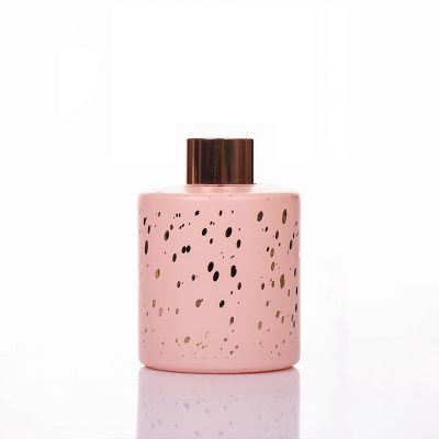 Home Decorative 150ml printing pink cylindrical reed diffuser glass bottle 