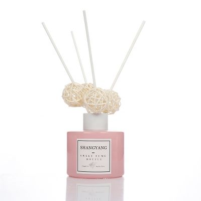 New style 100ml Frosted Matte pink round shape reed diffuser bottle 