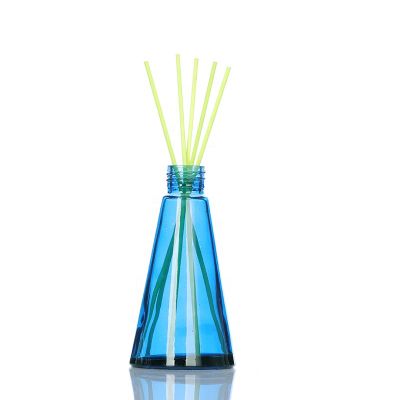 unique cone shape aroma reed diffuser glass bottles 150ml blue empty glass bottle oil diffuser 