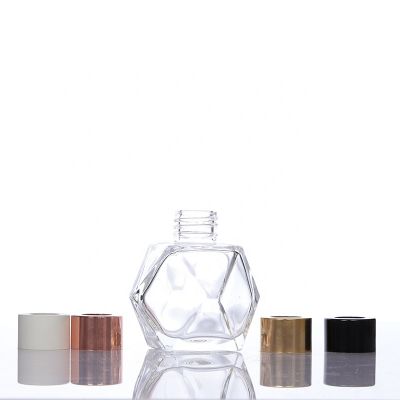 Unique 100ml polyhedral clear glass reed aroma diffuser bottle 