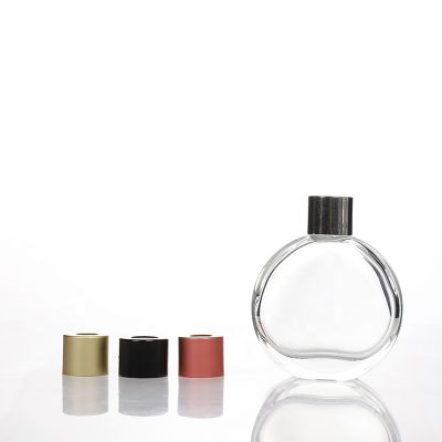 100ml Flat Round Empty Air Freshener Aroma Glass Reed Diffuser Bottle with Rattan Sticks 