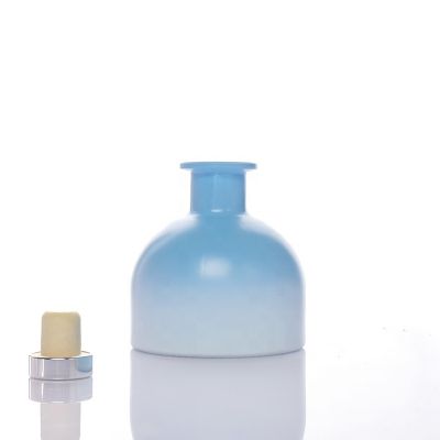 New Design Matte Gradient Blue Empty 100ml yurt shaped aromatherapy perfume glass diffuser bottle 