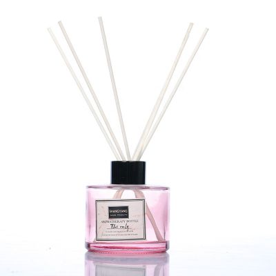 100ml empty clear pink luxury round shape decorative reed diffuser glass bottle