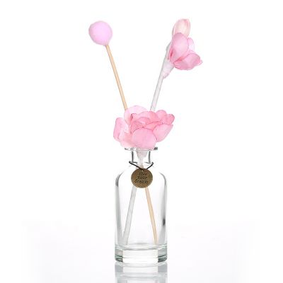 Hot selling 200ml cylindrical shaped glass reed diffuser bottle with cork 