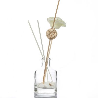 New design 150ml big belly clear glass reed diffuser bottle for aroma fragrance with cork 