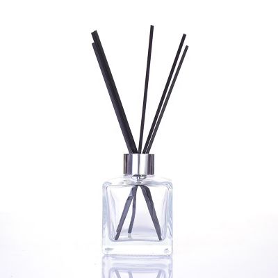 Luxury 150ml Clear Square Shape Aroma Diffuser Glass Bottle 