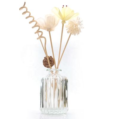 Wholesale 180ml Clear Vertical Stripes Reed Glass Empty Diffuser Bottle 