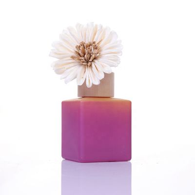 Wholesales 150ml Gradient Red Yellow Square Fragrance Decorative Reed Diffuser Glass Bottle 
