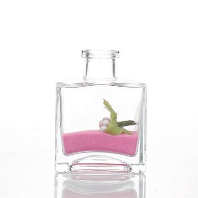 200ml flat square glass aroma diffuser bottle with water transfer printing 