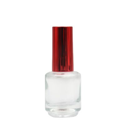 Wholesale round 15ml empty clear nail polish glass bottles with brush caps 