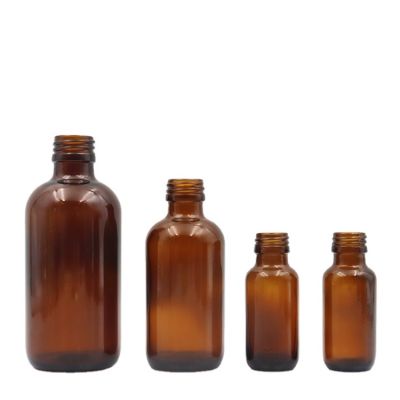 Hot sale high quality 30ml 60ml 120ml amber round boston glass bottle 