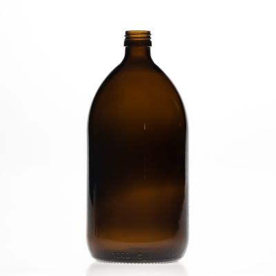 Pharmaceutical 1000ml 32oz amber round boston glass bottle for chemicals 