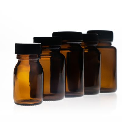 Supplier 75cc Empty Brown Amber Glass Pharmaceutical Pill Bottle with 38 Neck Tamper Proof Lid 