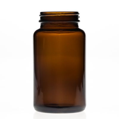 Pharmaceutical Grade 300ml 30cl Round Empty Amber Wide Mouth Glass Pill Bottle with Plastic Cap 