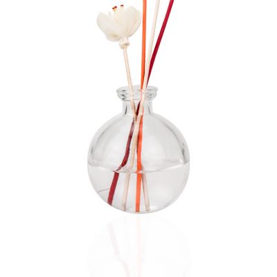 Home Decor Ball Shaped Green Fragrance Aroma Bottle 200ml Empty Flower Reed Diffuser Bottle Glass with Lids