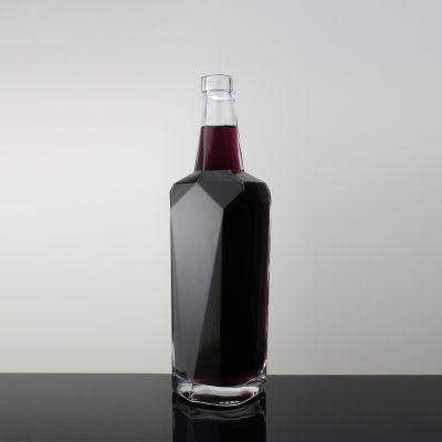 750ml Rectangular Liquor Clear Glass Wood Lid Fancy Alcohol Bottle