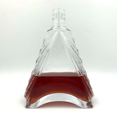 700ml Clear Triangle Shape Whiskey Empty Wine Glass Bottle 