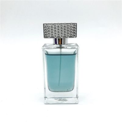 Factory wholesale 75ml Rectanglar customizable perfume bottle with sprayer and lid 