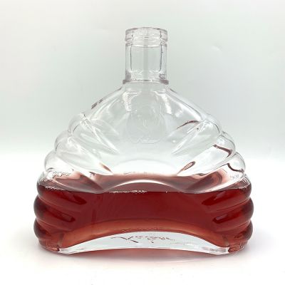 500ml Novel Design Stripe Clear Glass Bottle For Whisky Xo Brandy