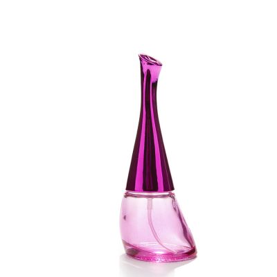 16ml new style funnel shoe shaped dark pink portable small volume refillable pump spray perfume glass bottle 