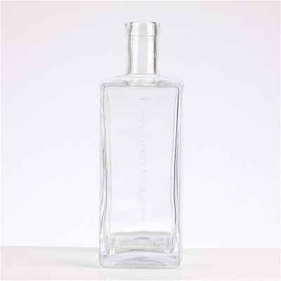 Factory Wholesale Square Letter Embossed Vodka Gin Rum Tequila Drink Bottle 750ML 