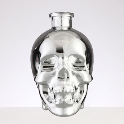 750ml Electroplated silver glass bottle absolute liquor spirit whiskey XO bottle rum vodka wine skull glass bottles 