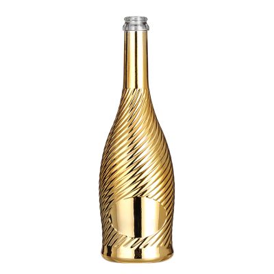 750ml empty electroplating gold sparkling wine bottles for champagne use 