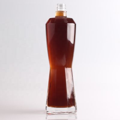 special shape beverage bottle screw cap clear glass bottle for juice on ale 