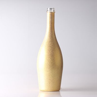 China factory custom gold champagne glass bottles with plastic cap 