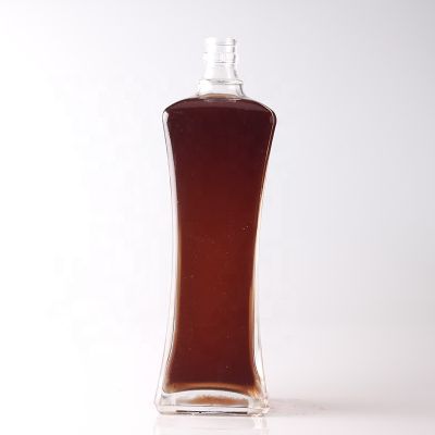 For hot sale 750ml clear whiskey glass bottles brandy glass bottle with screw cap 