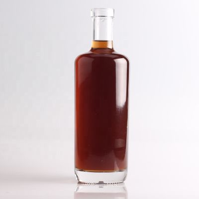 Hot sale rum glass bottle 750ml capacity glass rum bottle clear with cap 