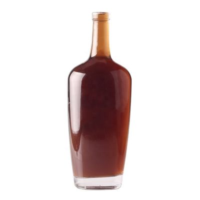High Quality Customized Brand Vodka Rum Gin Brandy 750ml Glass Flat Bottle For Brandy 