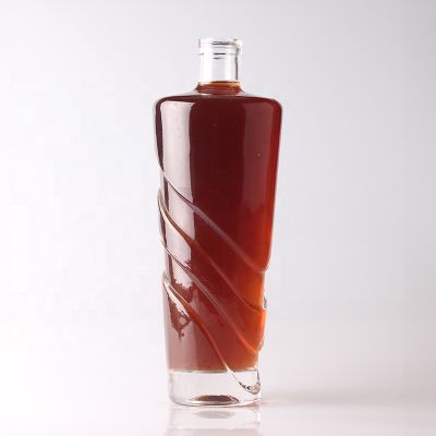 Hot sale 700ml embossed logo glass liquor bottle for whiskey empty decal whisky glass bottle 