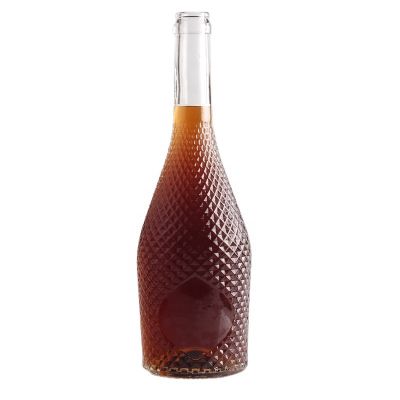 700Ml Manufacturer Made Refinement Emboss Empty Brandy Bottle With Crown Caps 