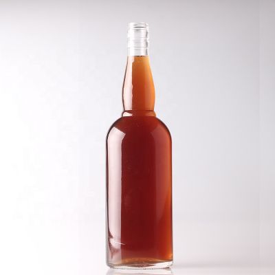 High quality super flint 700ml brandy bottle Flat fancy Glass Bottle 