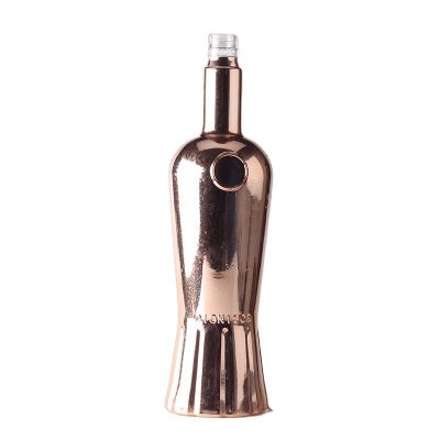 Trending products high grade electroplated golden liquor vodka bottle with cork stopper 