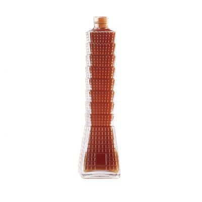 Professional Engraved Tower Glass Bottle Super Flint Customized Liquor Glass Bottle 