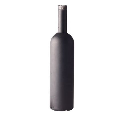 Wholesale High Flint Spray Black Color Bottle With Cork Cylinder Shaped 75cl Whisky glass bottles 