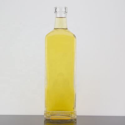Acid Etch Square Shape Round Shoulder 500ml Whisky Glass Bottle Cork Sealed