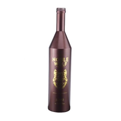 spray brown color decal effect 750ml whisky glass bottles with aluminum cap