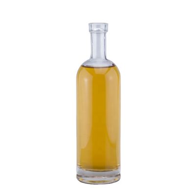 wholesale 750ml cylinder decoration rum whiskey vodka gin tequila super flint glass bottle with bar top 
